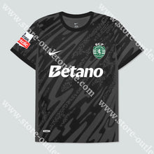 Carregar imagem no visualizador da galeria, Nova Camisola Guarda-Redes Preta Sporting Cp 24/25 Camisola Futebol