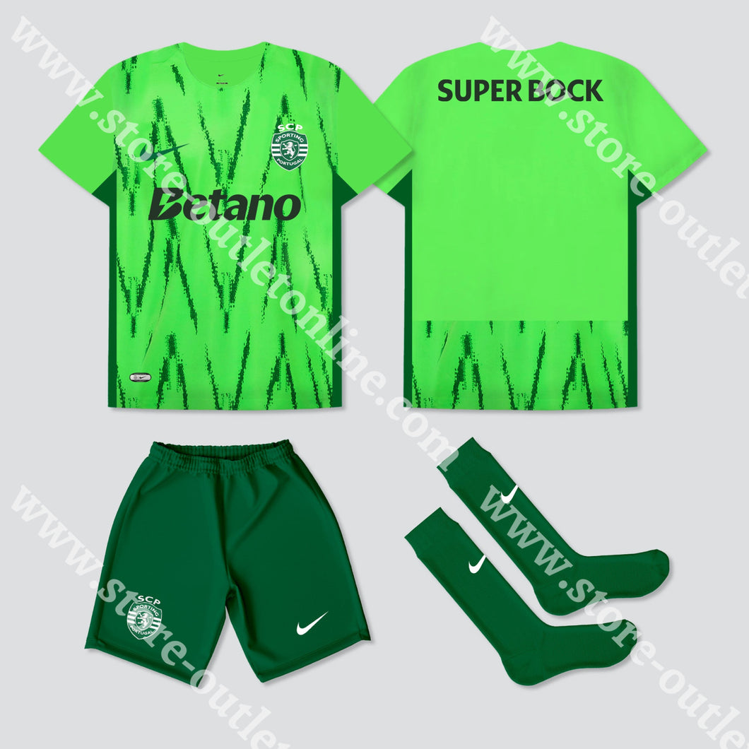 Novo Kit Criança 3º Equipamento Sporting Cp 24/25 1-2 Anos Camisola Futebol