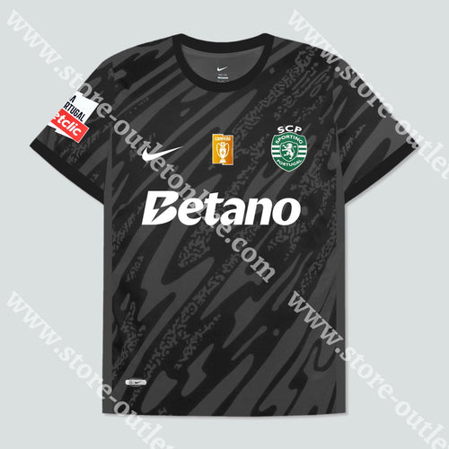 Nova Camisola Guarda-Redes Preta Sporting Cp 24/25 Camisola Futebol