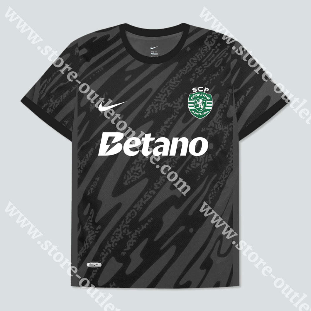 Nova Camisola Guarda-Redes Preta Sporting Cp 24/25 S Camisola Futebol