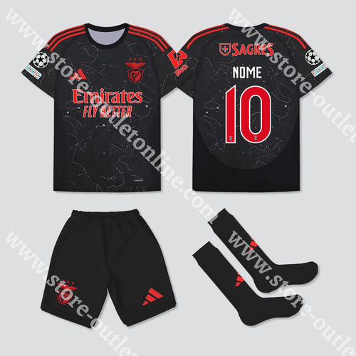 Novo Kit Criança Alternativa Sl Benfica 24/25 Camisola Futebol