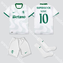 Carregar imagem no visualizador da galeria, NOVO KIT CRIANÇA ALTERNATIVO BRANCO SPORTING CP 25/26 Camisola Futebol
