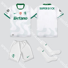 Carregar imagem no visualizador da galeria, NOVO KIT CRIANÇA ALTERNATIVO BRANCO SPORTING CP 25/26 Camisola Futebol
