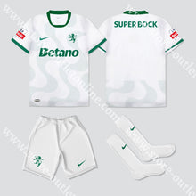 Carregar imagem no visualizador da galeria, NOVO KIT CRIANÇA ALTERNATIVO BRANCO SPORTING CP 25/26 Camisola Futebol

