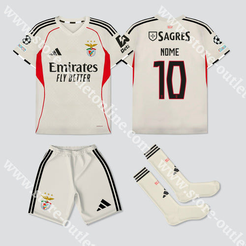 NOVO KIT CRIANÇA ALTERNATIVO SL BENFICA 25/26 Camisola Futebol